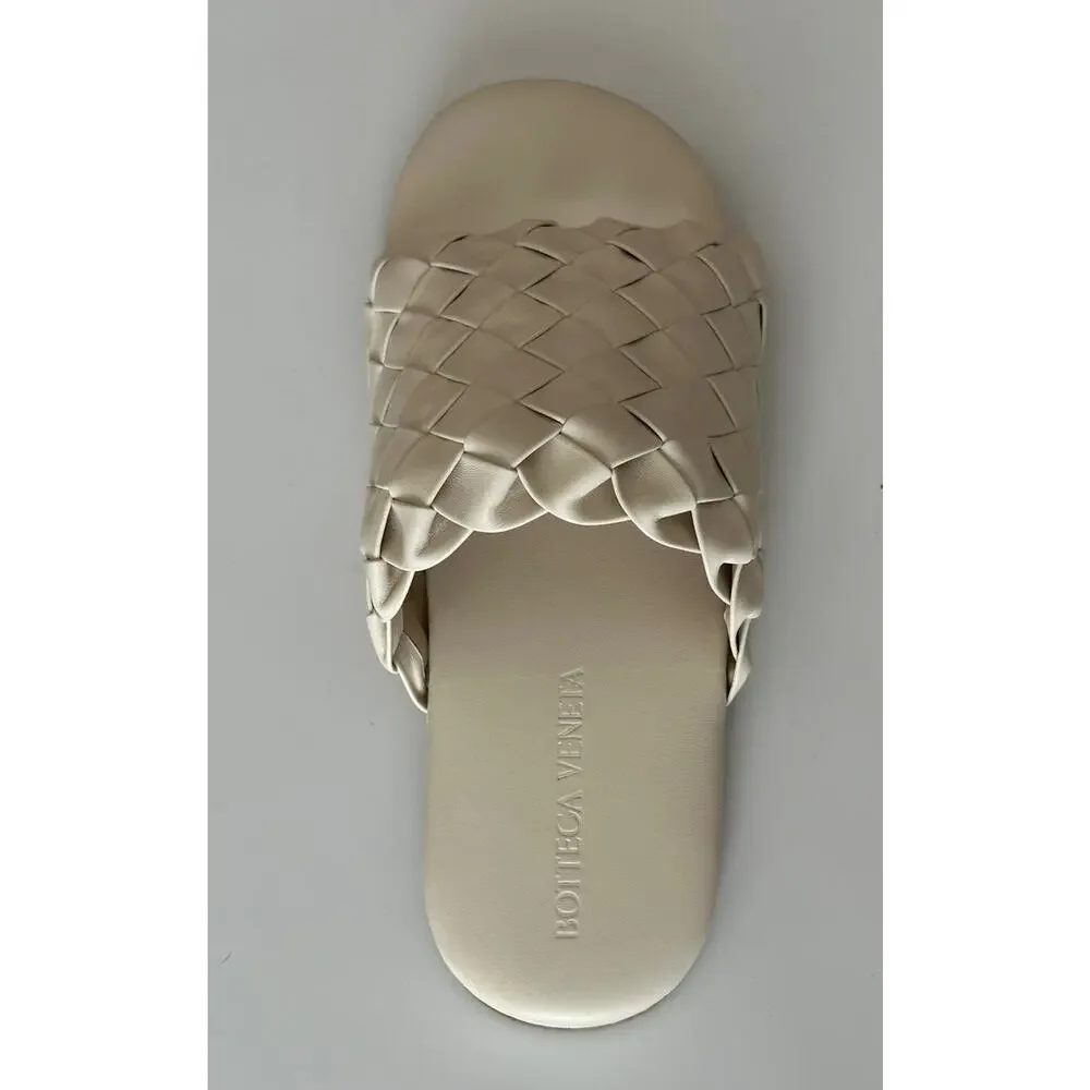 NIB $1150 Bottega Veneta Men's Intrecciato Leather Sandals White 9 US 620298 IT